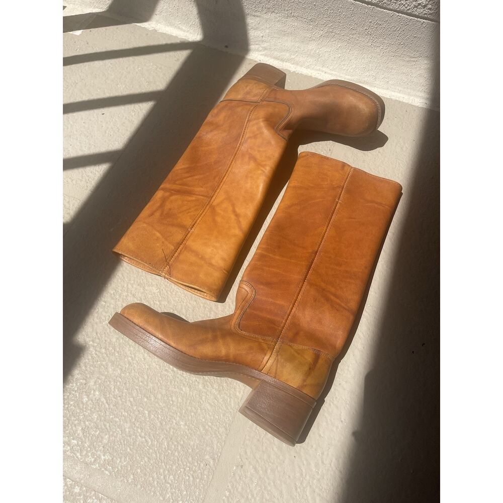 Vintage Campus style 70’s Leather Block Heel Boots Women’s 5.5NARROW Made In USA